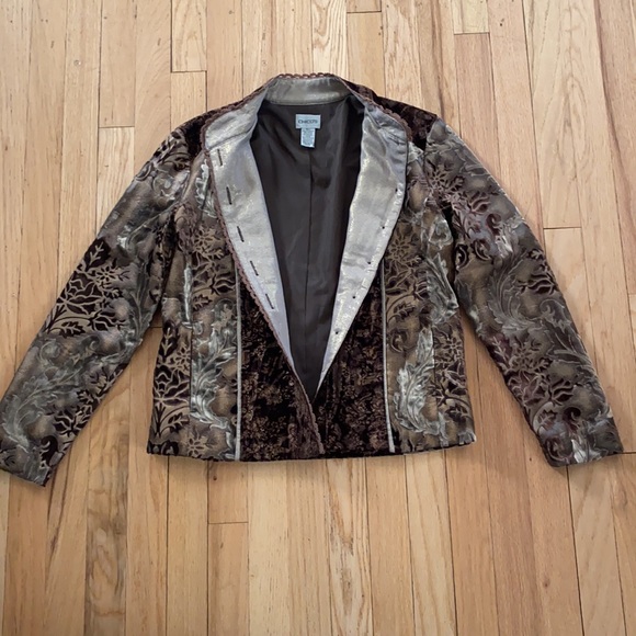 COPY - 4/$20 Chico’s floral crushed velvet blazer jacket size 0 - Picture 3 of 6